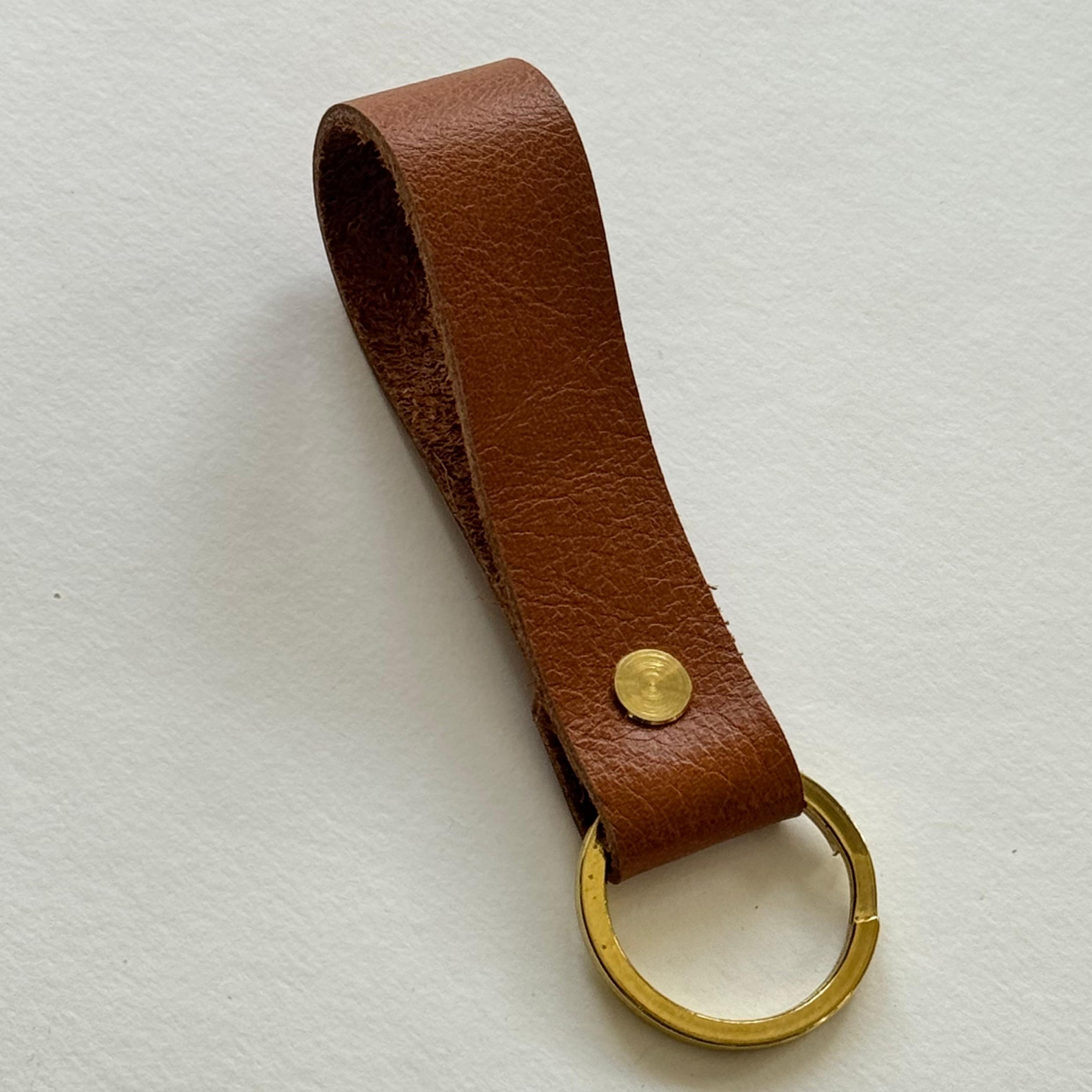 Cognac Leather Keychain