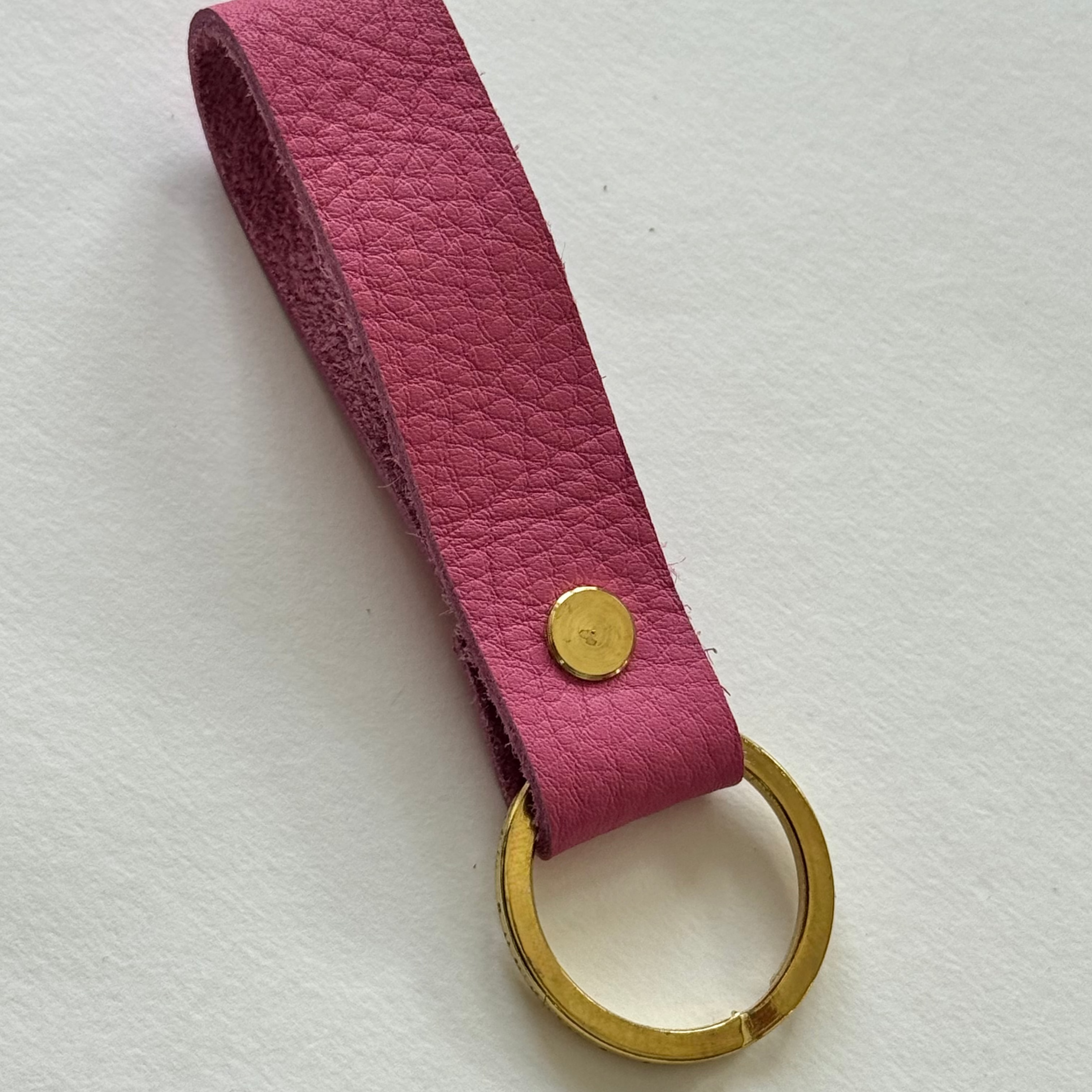 Pink Leather Keychain