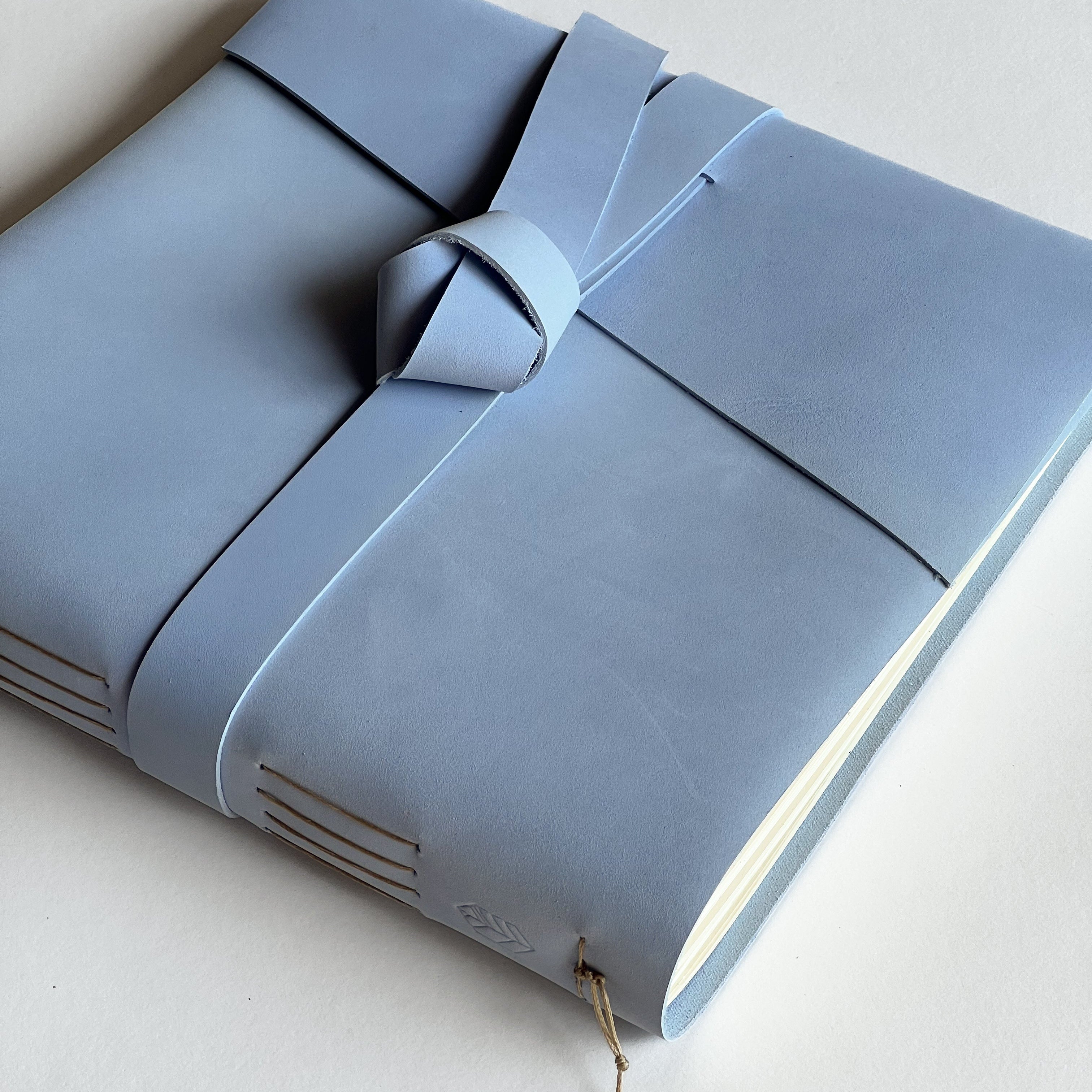blue sky leather photo album side