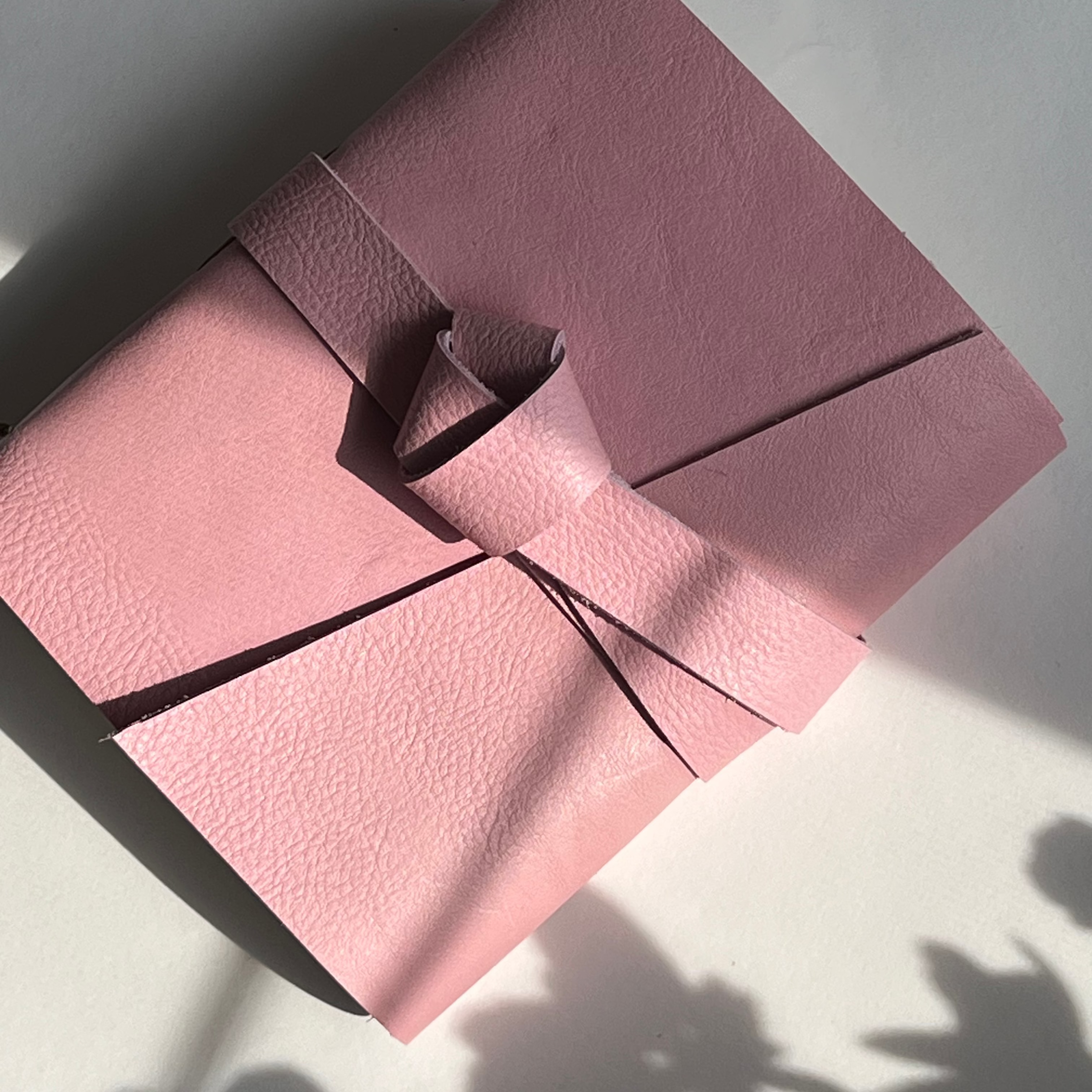 candy pink leather handmade photo journal with custom engraving