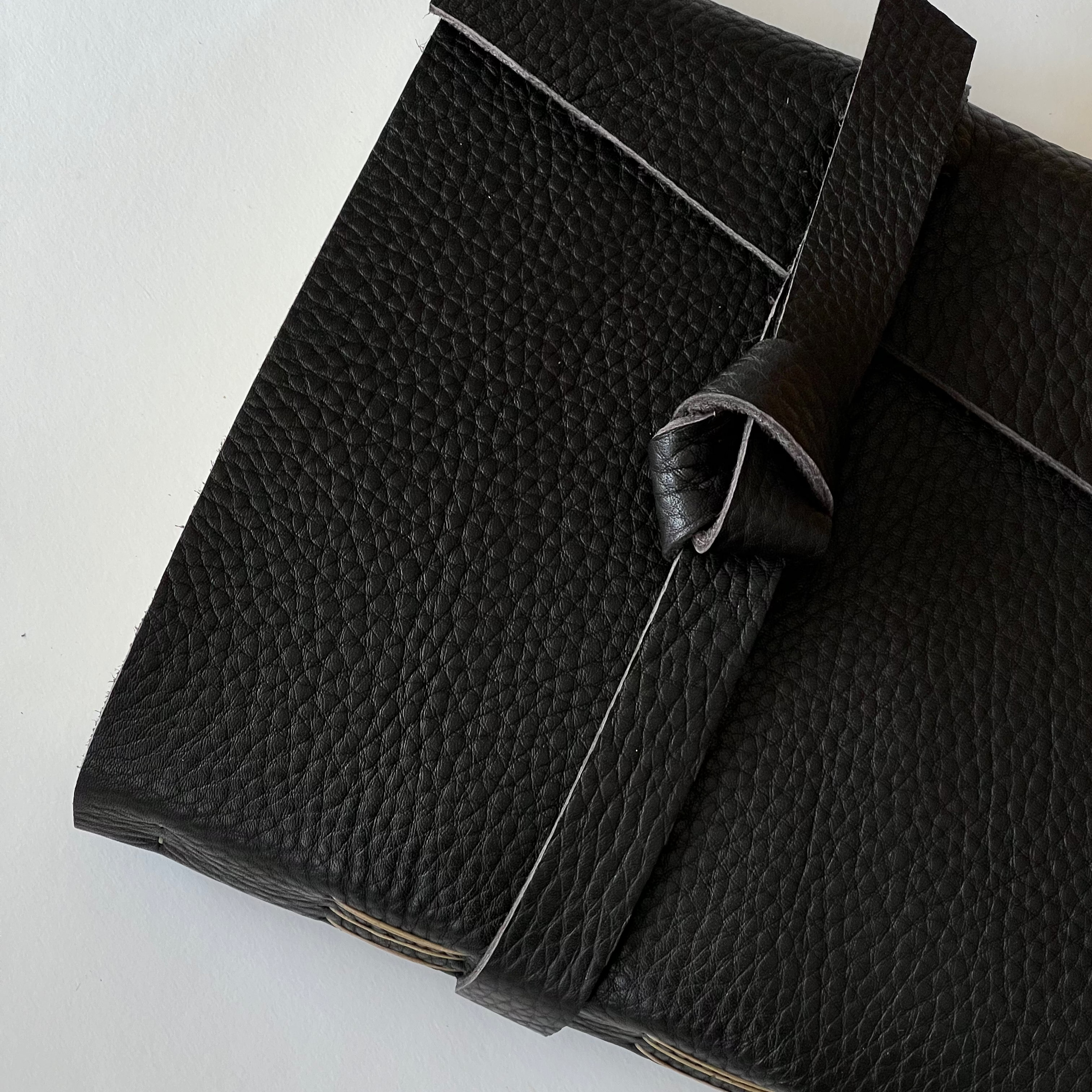 dark chocolate handmade leather photo album with custom engraving