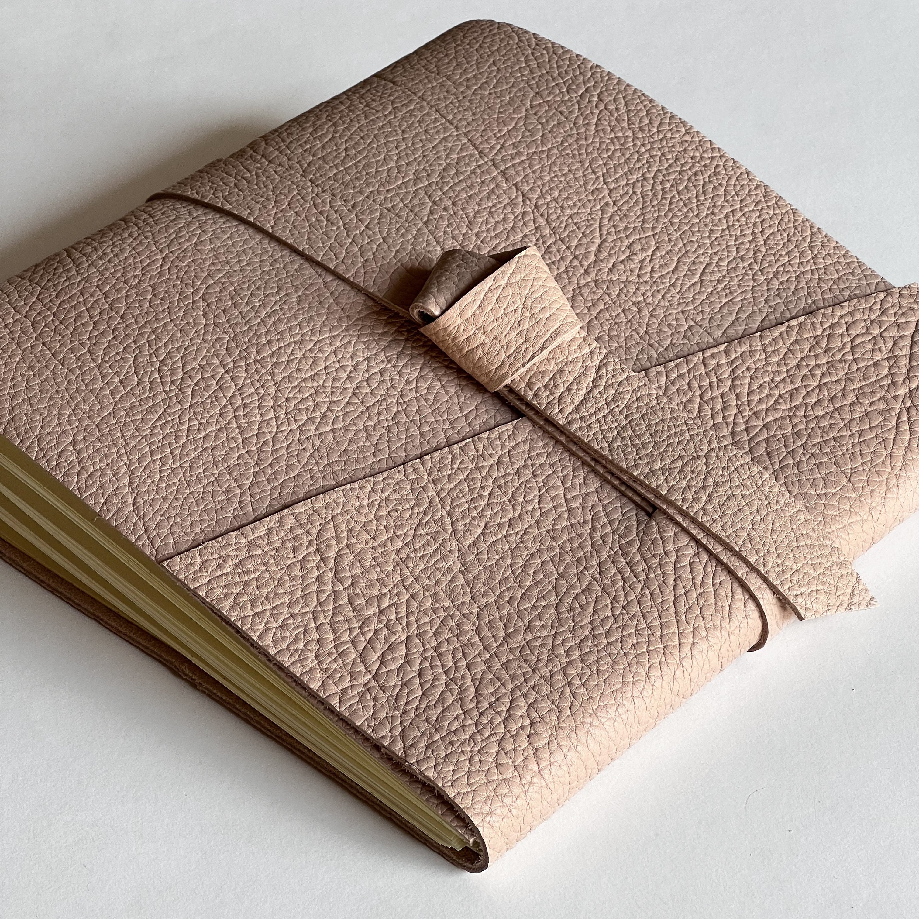dusty blush leather photo album side